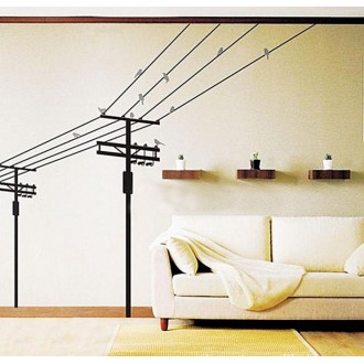  Wires and Birds Wall Sticker